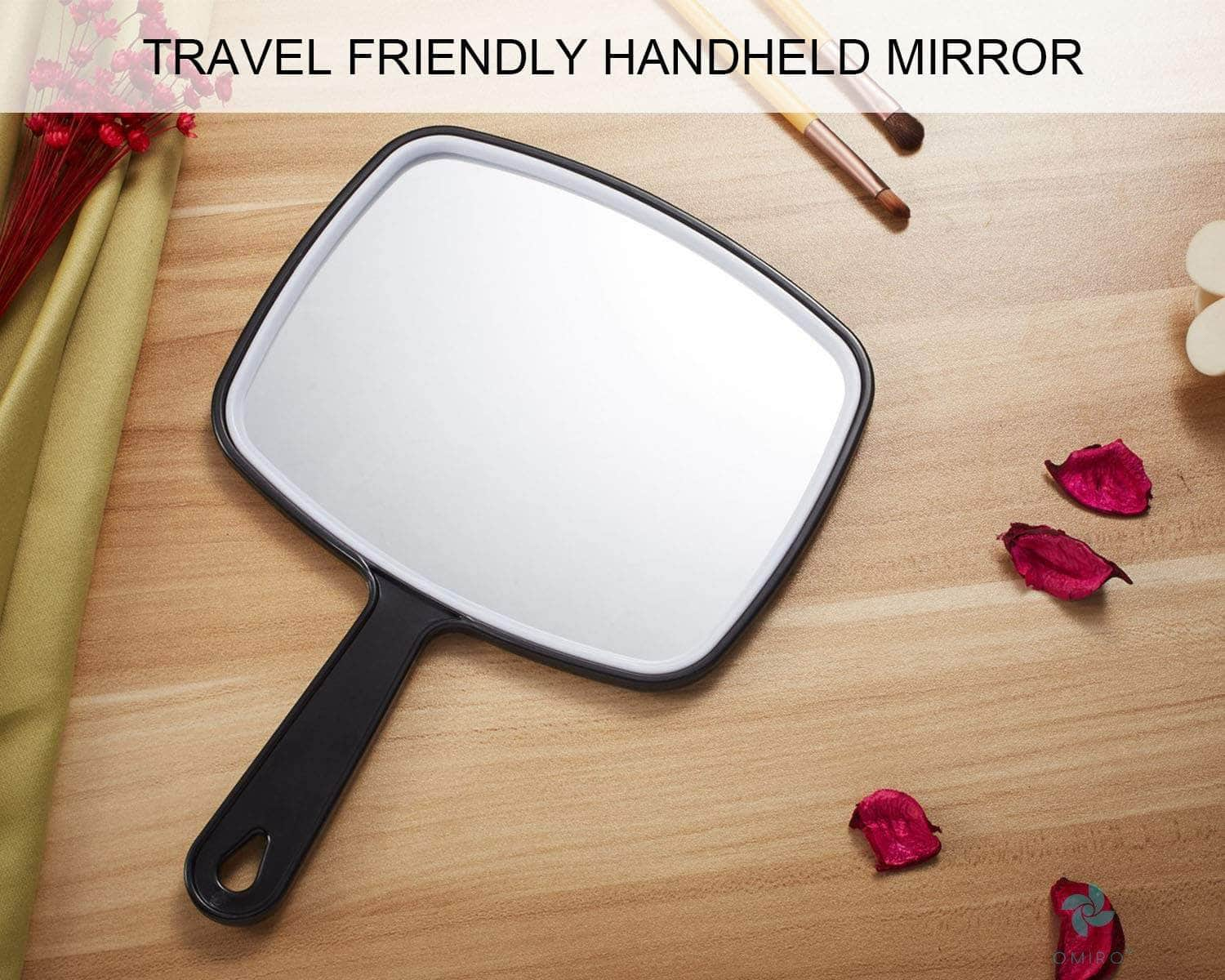 Extra Large Black Handheld Mirror With Handle (24 X 16 Cm)