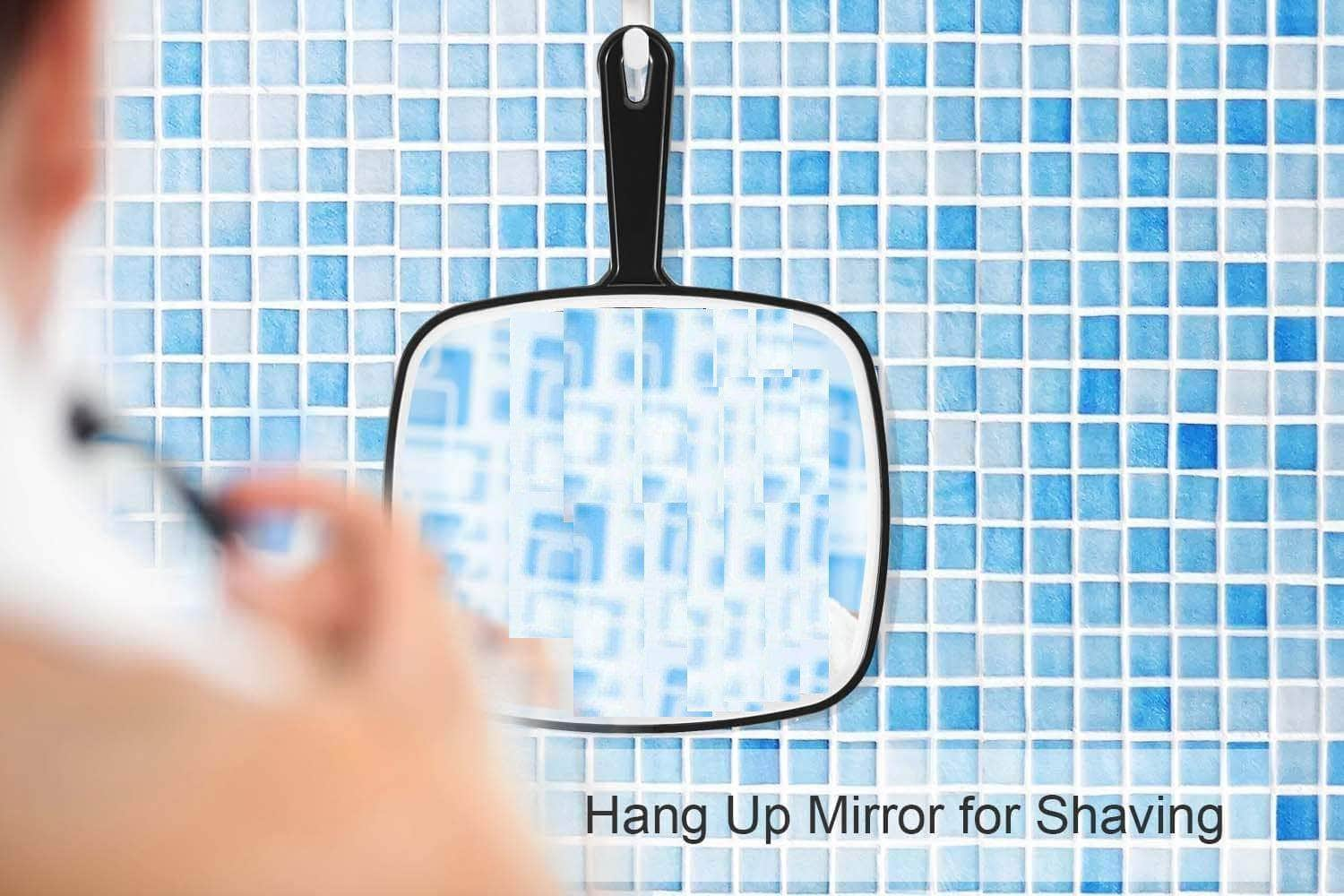 Extra Large Black Handheld Mirror With Handle (31,5 X 23 Cm)