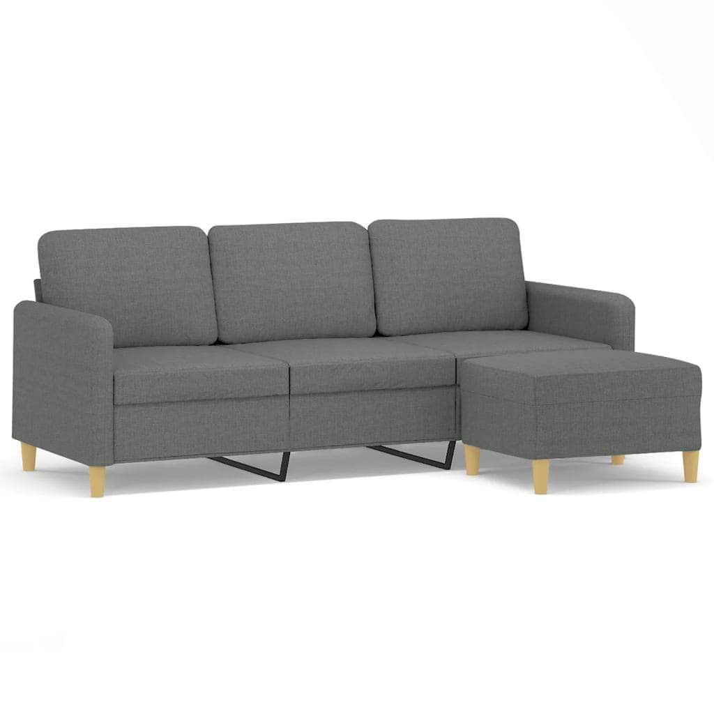 Fabric 3-Seater Sofa Set with Complementary Footstool