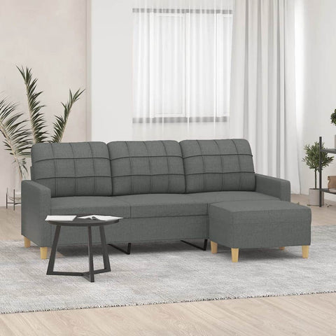 Fabric 3-Seater Sofa Set with Complementary Footstool