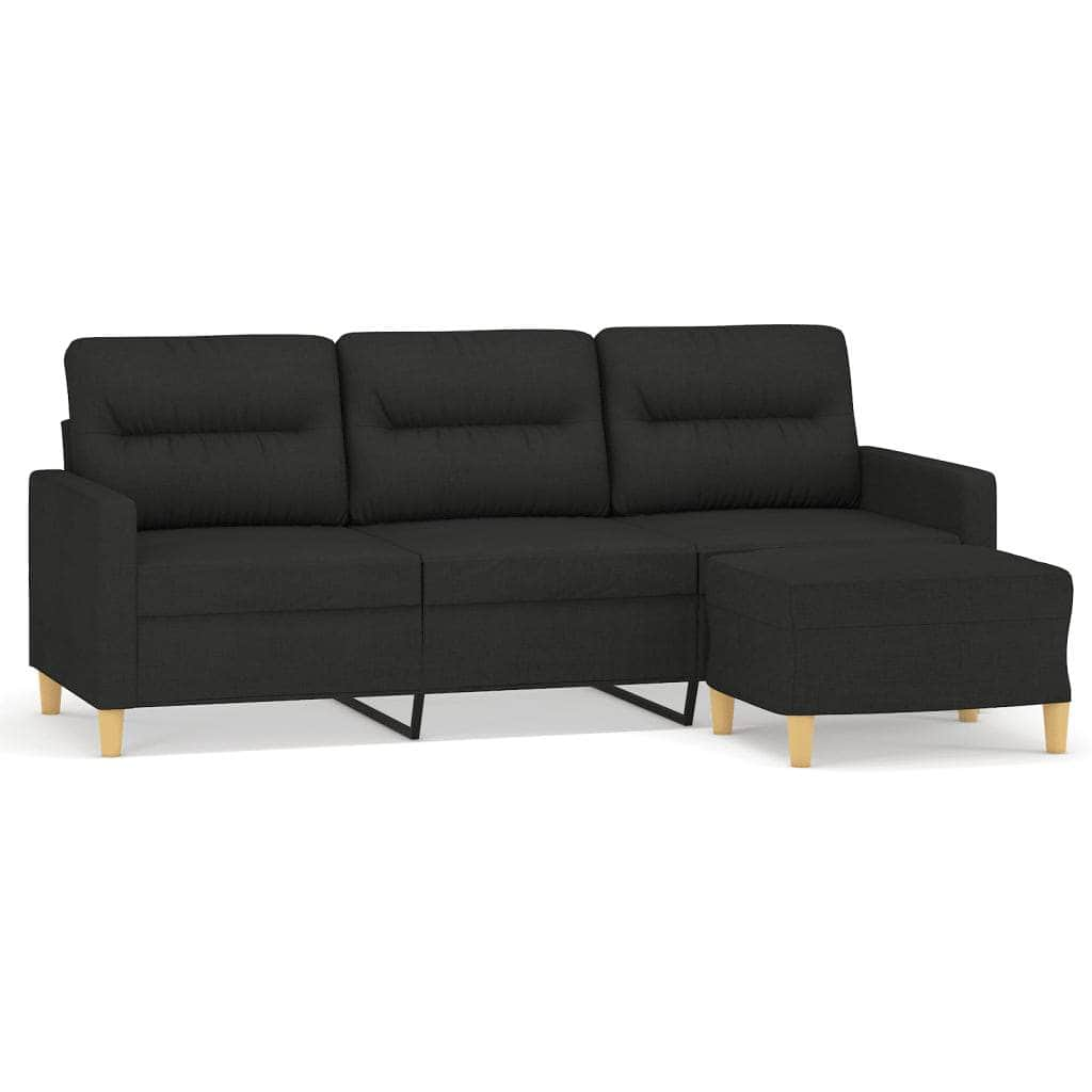 Fabric 3-Seater Sofa Set with Complementary Footstool