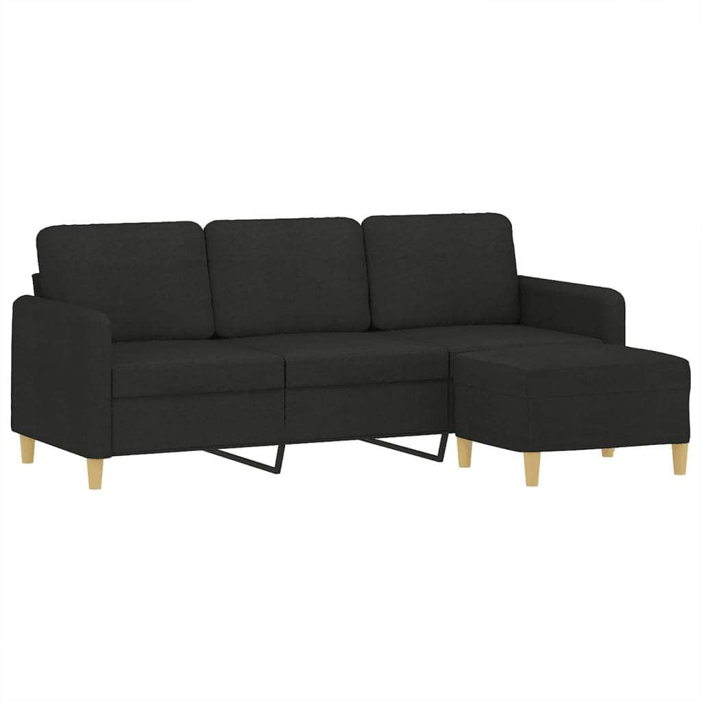 Fabric 3-Seater Sofa Set with Complementary Footstool