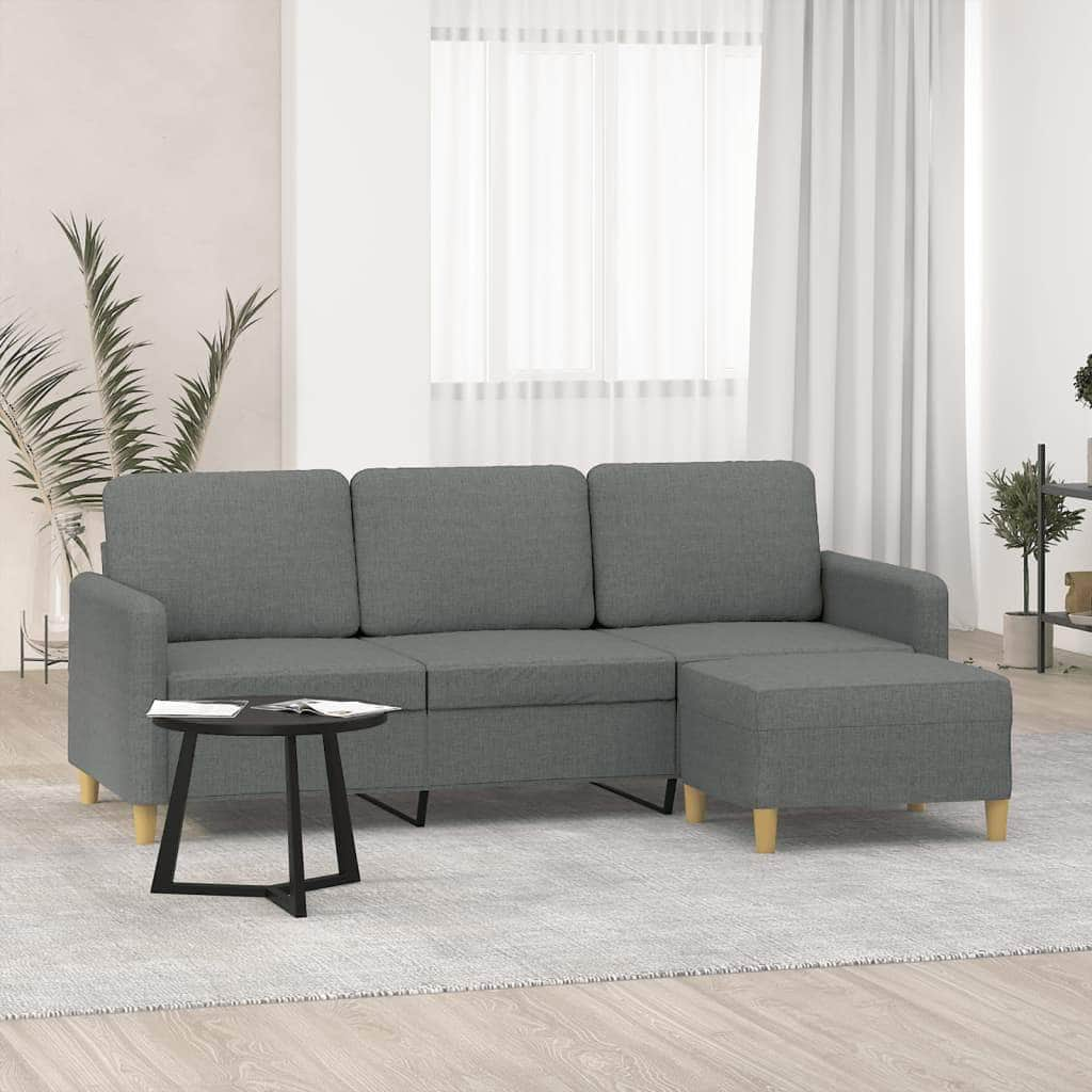 Fabric 3-Seater Sofa Set with Complementary Footstool