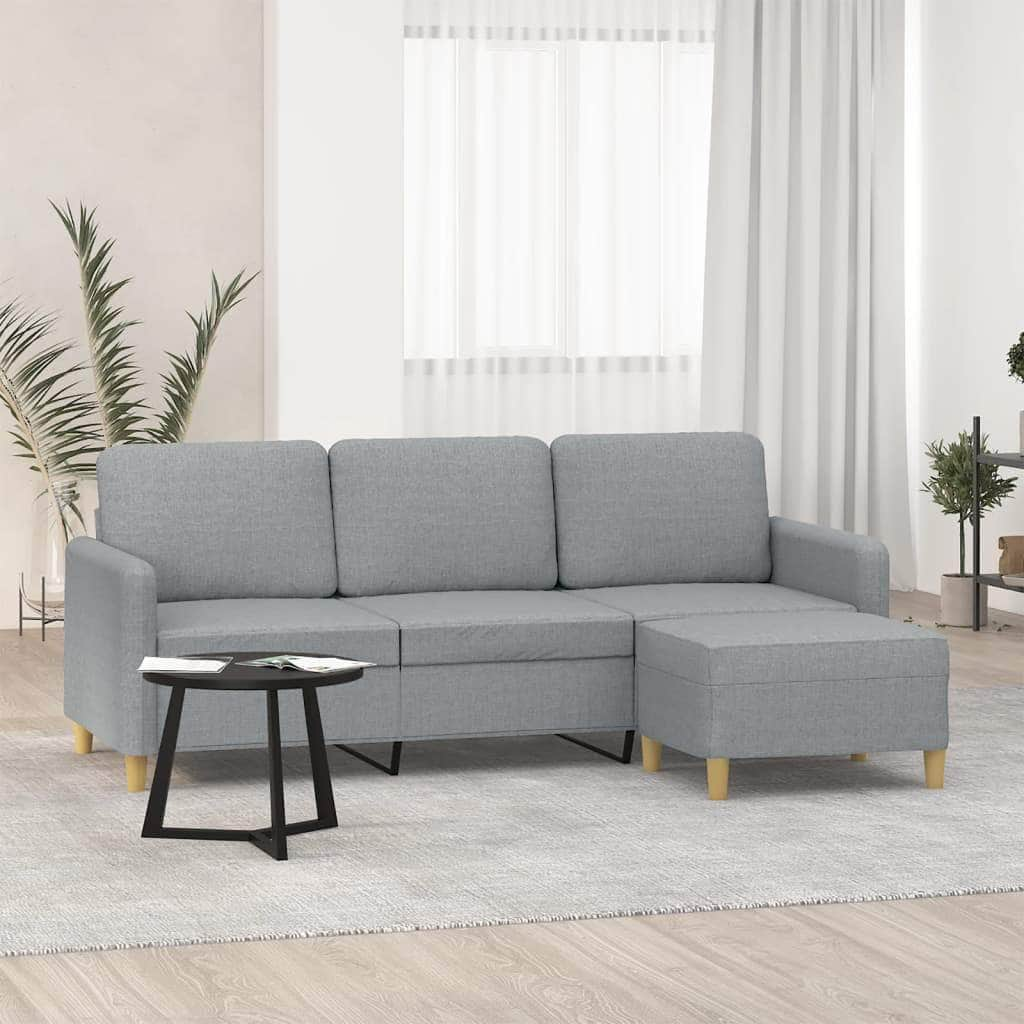 Fabric 3-Seater Sofa Set with Complementary Footstool