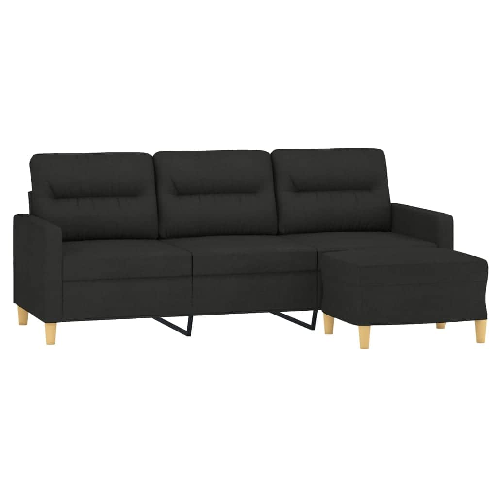 Fabric 3-Seater Sofa Set with Complementary Footstool