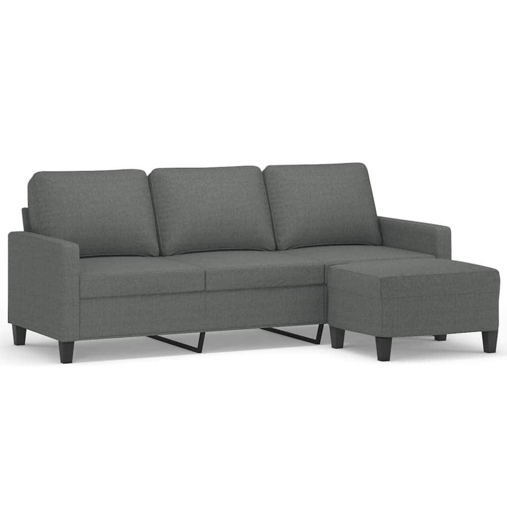 Fabric 3-Seater Sofa Set with Complementary Footstool