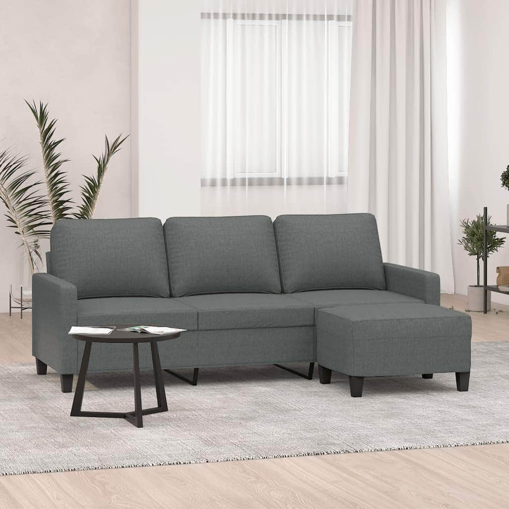 Fabric 3-Seater Sofa Set with Complementary Footstool