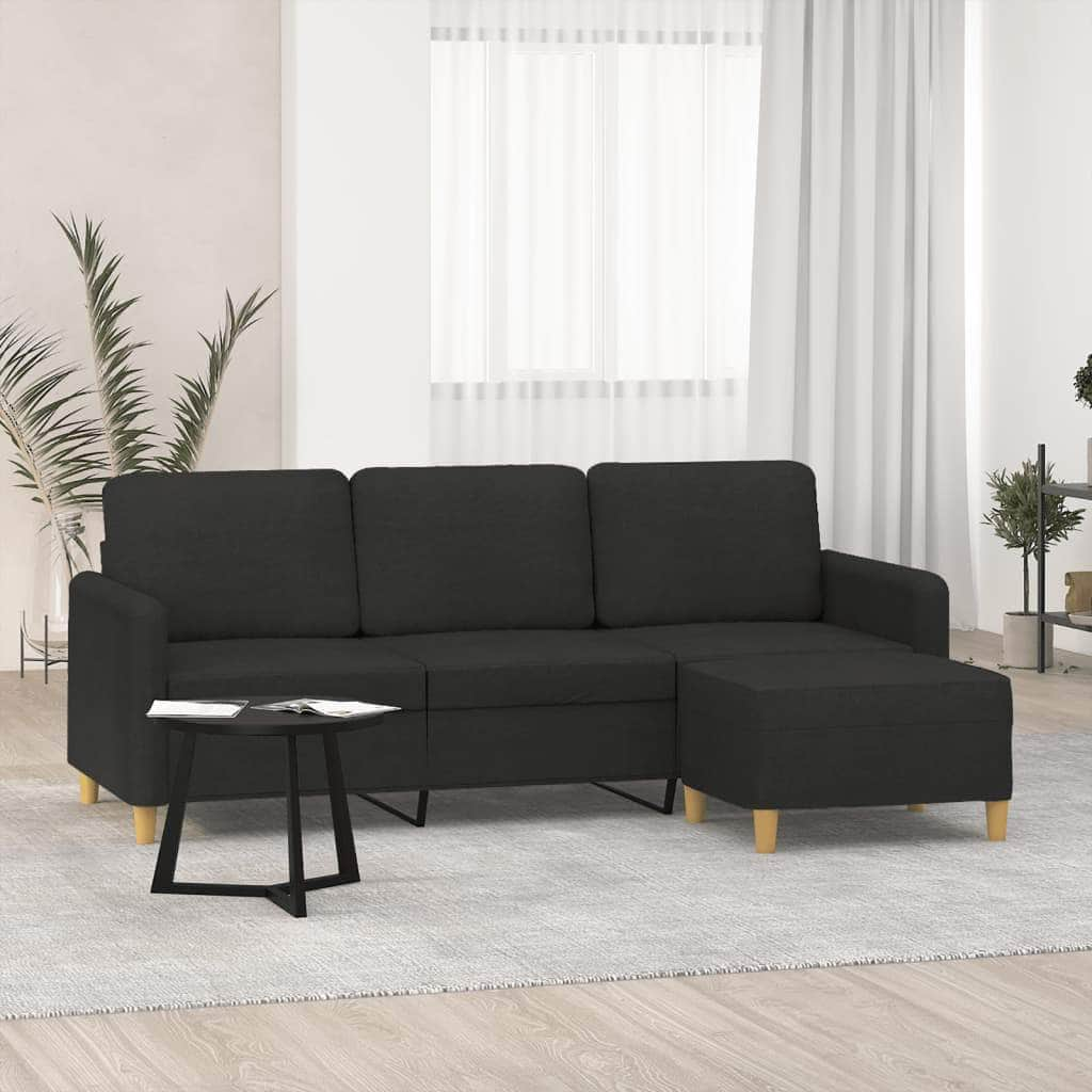 Fabric 3-Seater Sofa Set with Complementary Footstool