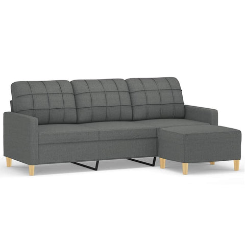 Fabric 3-Seater Sofa Set with Complementary Footstool