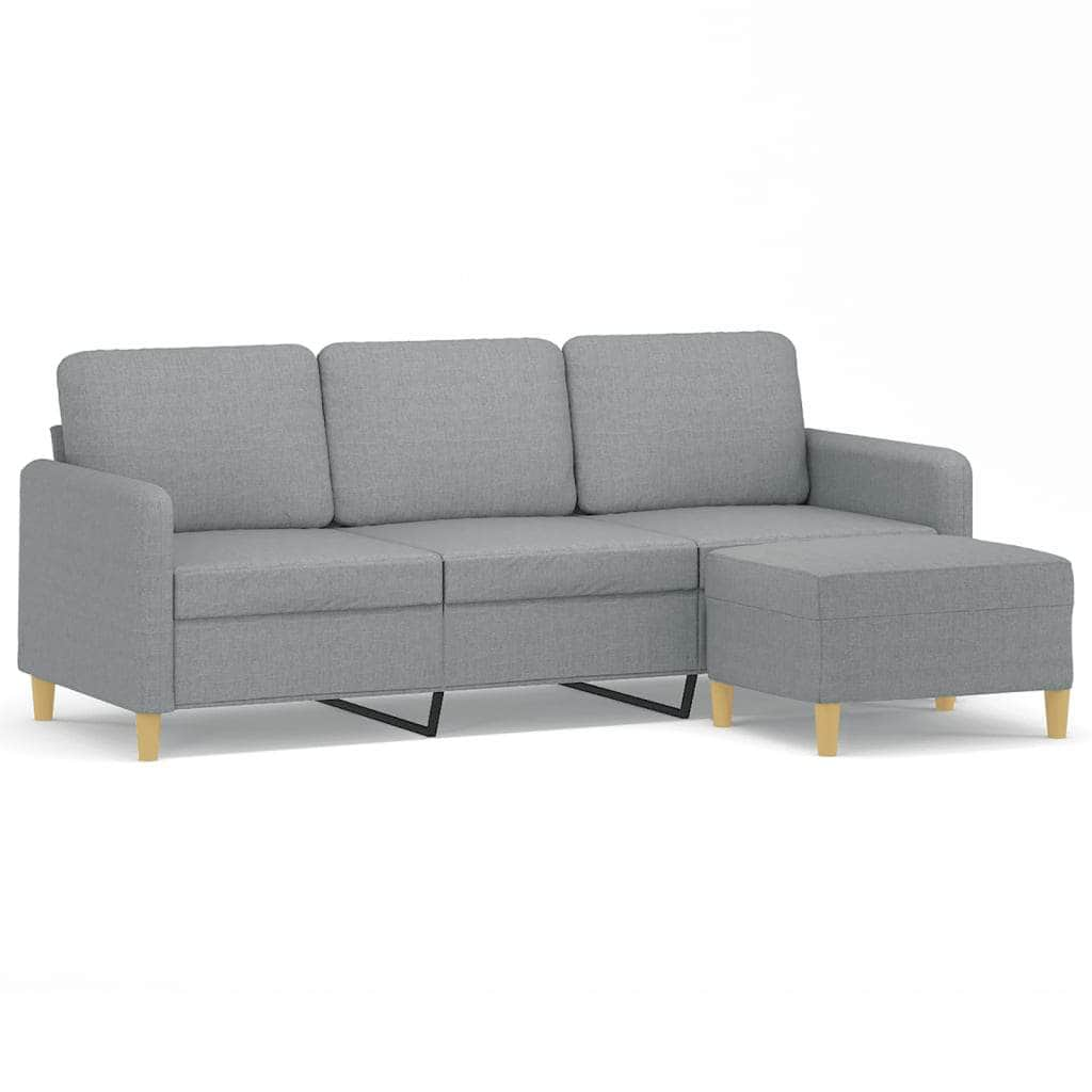 Fabric 3-Seater Sofa Set with Complementary Footstool