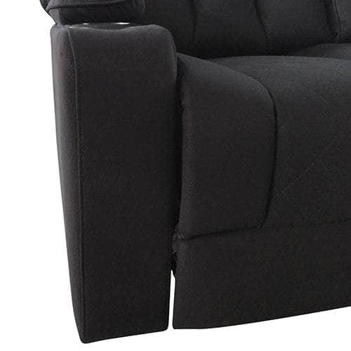 Fabric Black Headrest Padded Seat Recliner Sofa 3R