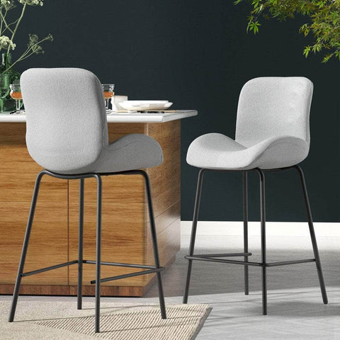 Fabric Elegance Meets Industrial Chic: Counter Dining Chairs x2 for Modern Kitchens