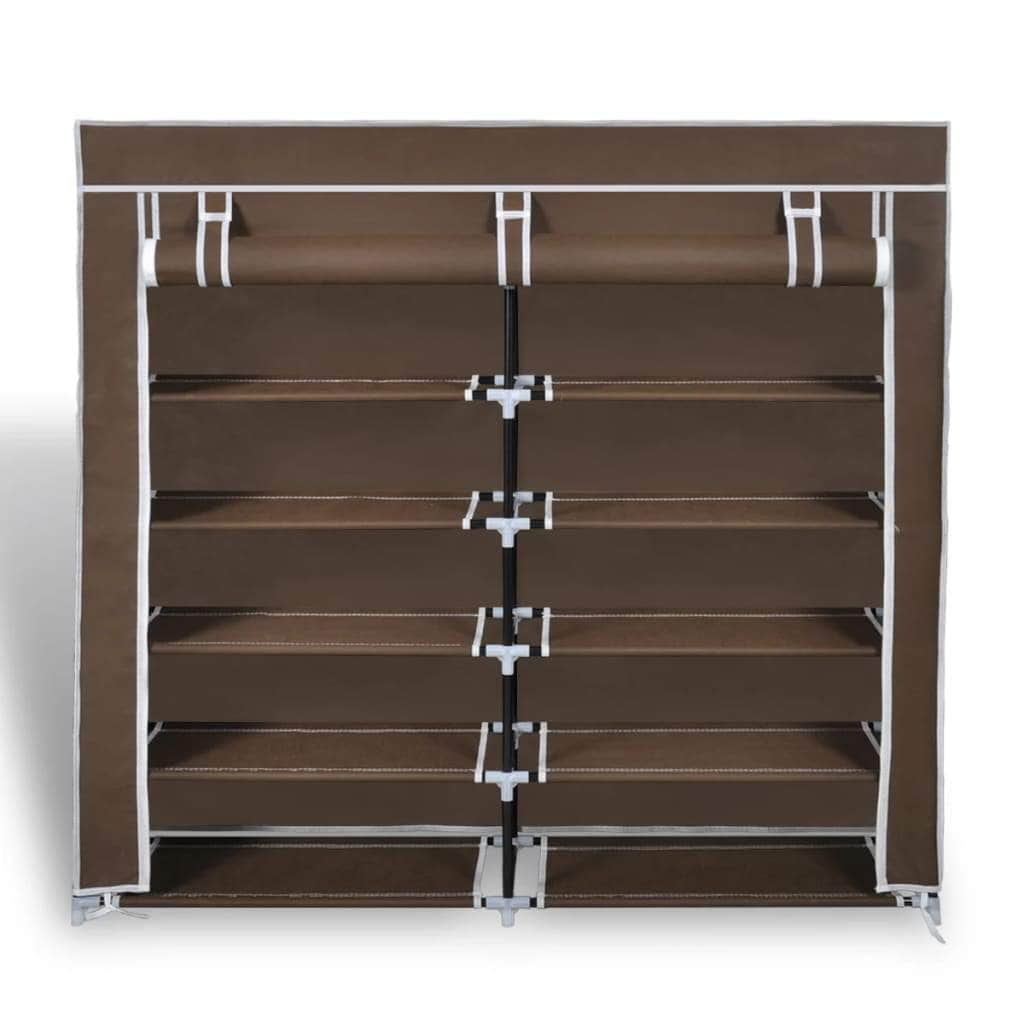 Fabric Shoe Cabinet with Cover Brown