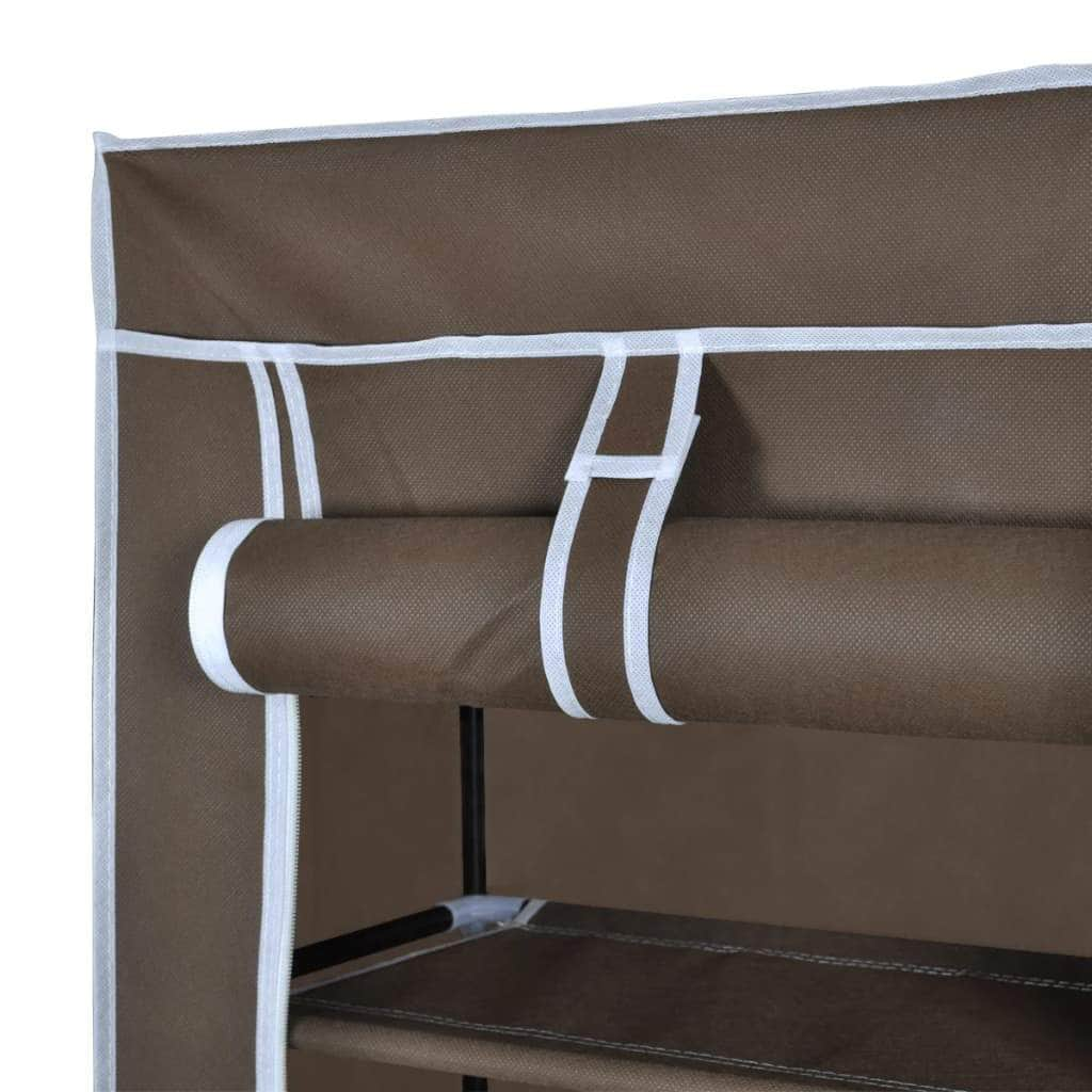 Fabric Shoe Cabinet with Cover (Brown)