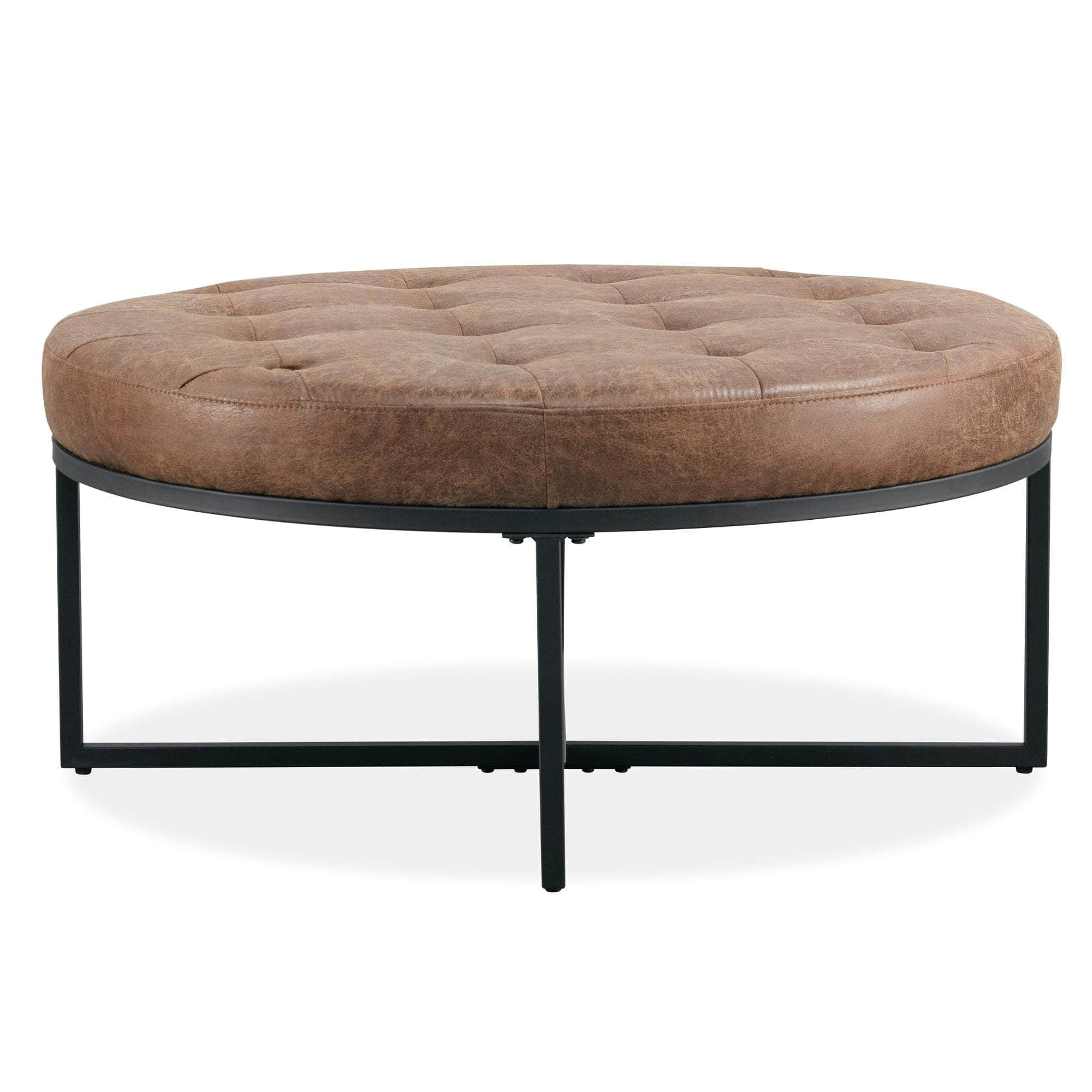 Fabric Square/Round Ottoman Footstool Bench Brown