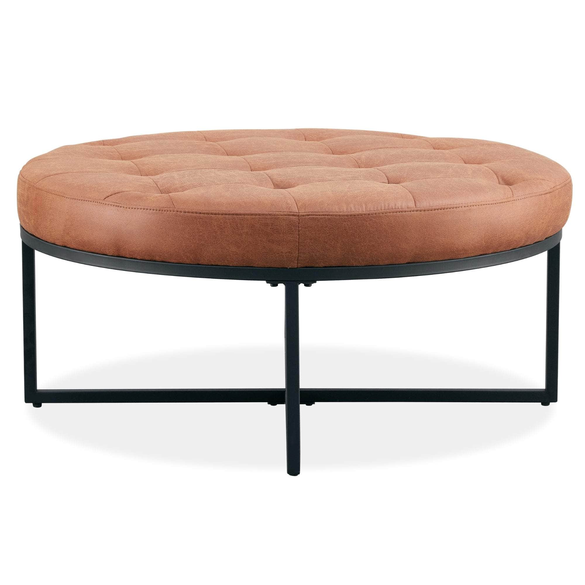 Fabric Square/Round Ottoman Footstool Bench Brown