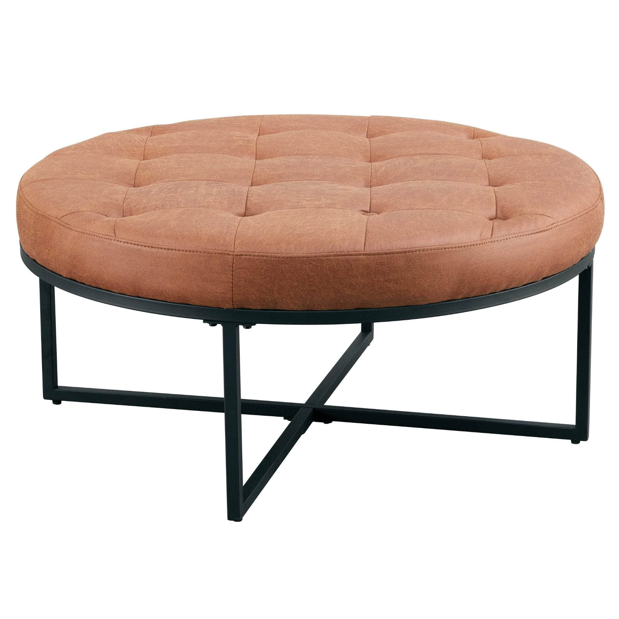 Fabric Square/Round Ottoman Footstool Bench Brown