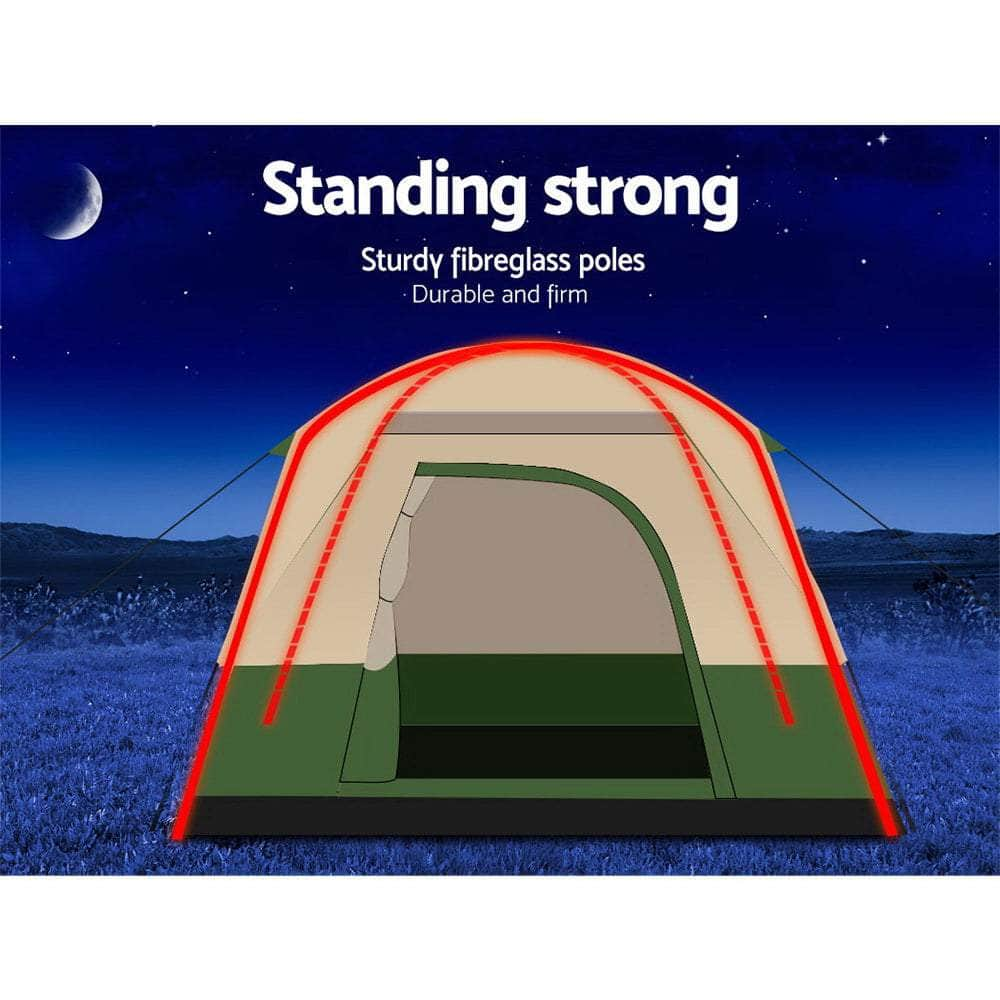 Family Camping Tent 4 Person Hiking Beach Tents Green