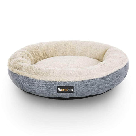 Feandrea 50Cm Dog Sofa Bed Round Shape Fabric Light Grey