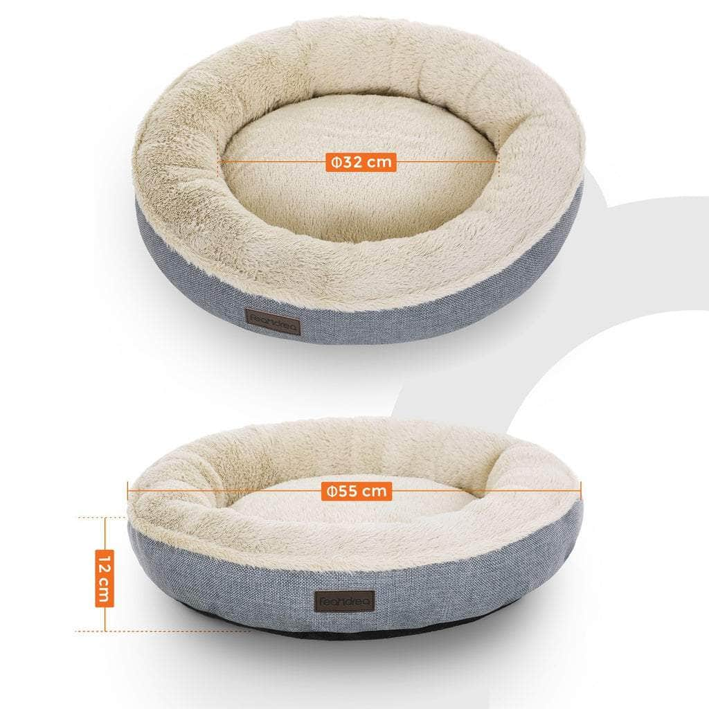 Feandrea 50Cm Dog Sofa Bed Round Shape Fabric Light Grey