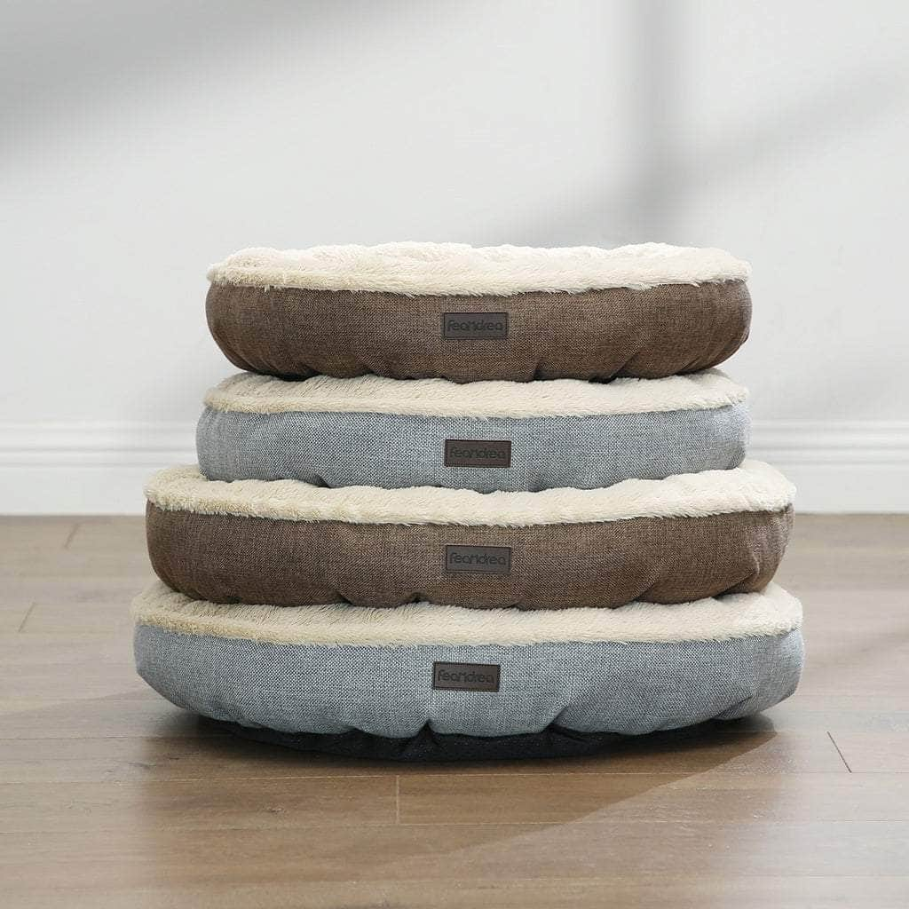 Feandrea 50Cm Dog Sofa Bed Round Shape Fabric Light Grey