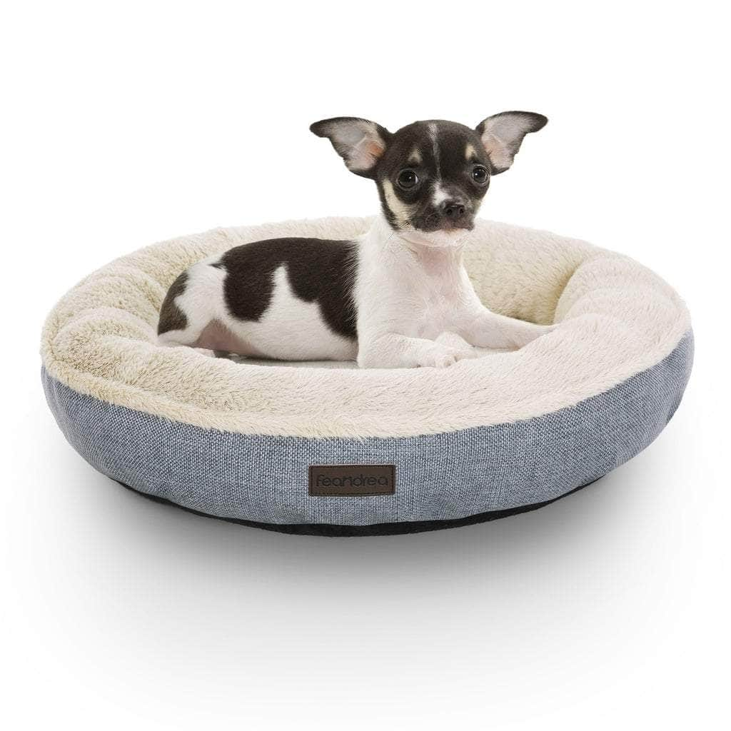 Feandrea 50Cm Dog Sofa Bed Round Shape Fabric Light Grey