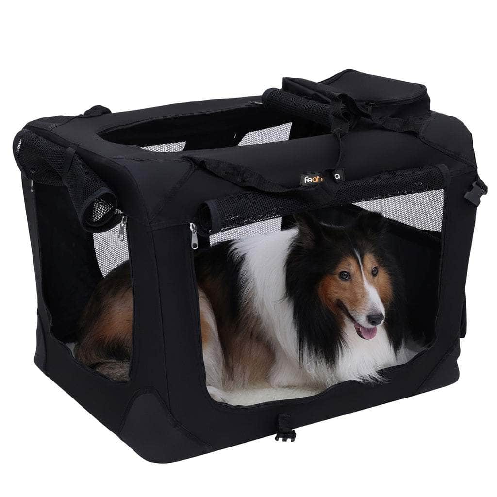 FEANDREA Dog Kennel Transport Box Folding Fabric Pet Carrier 70cm