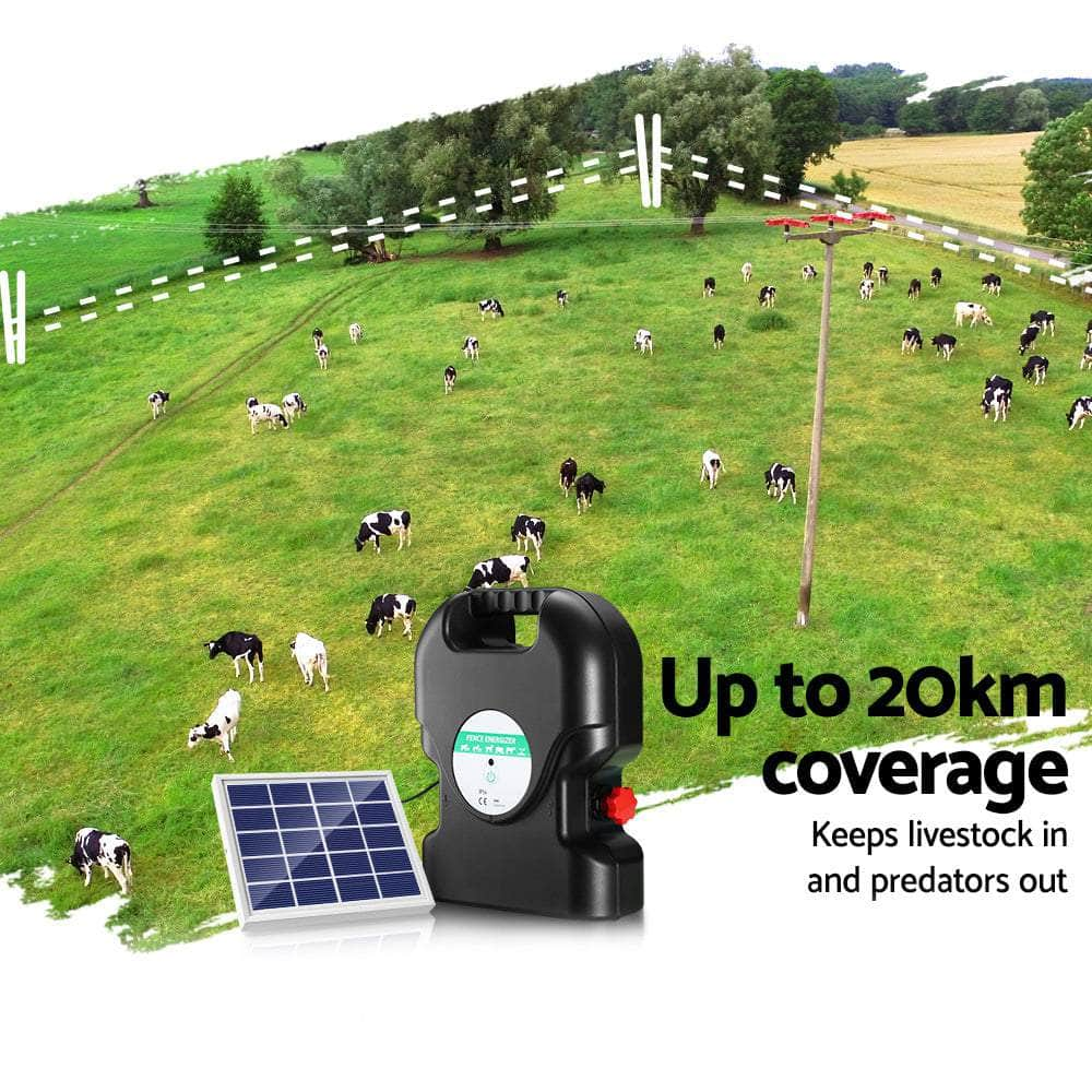 Fence Energiser 20Km Solar Powered 1.2J Electric