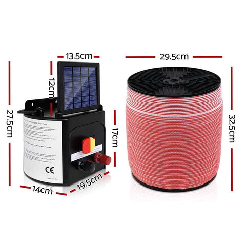 Fence Energiser 3Km Solar Powered Electric 2000M Poly Tape