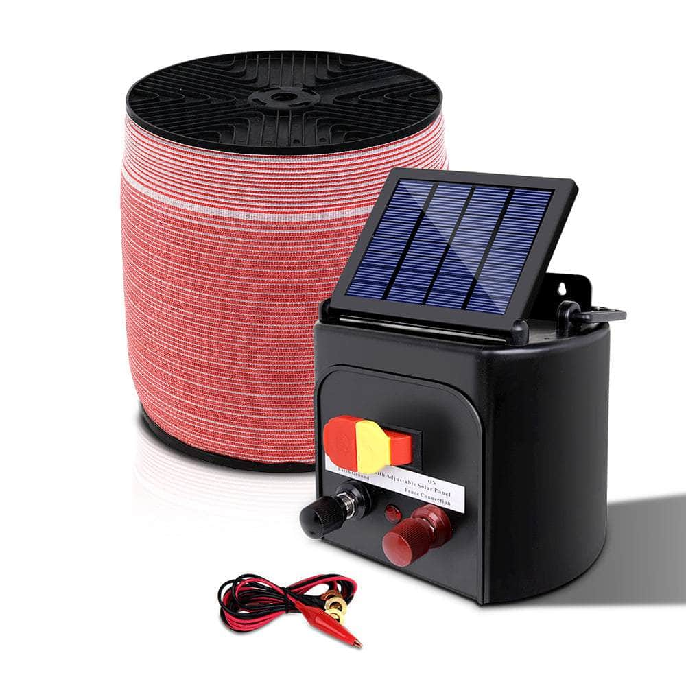 Fence Energiser 3Km Solar Powered Electric 2000M Poly Tape