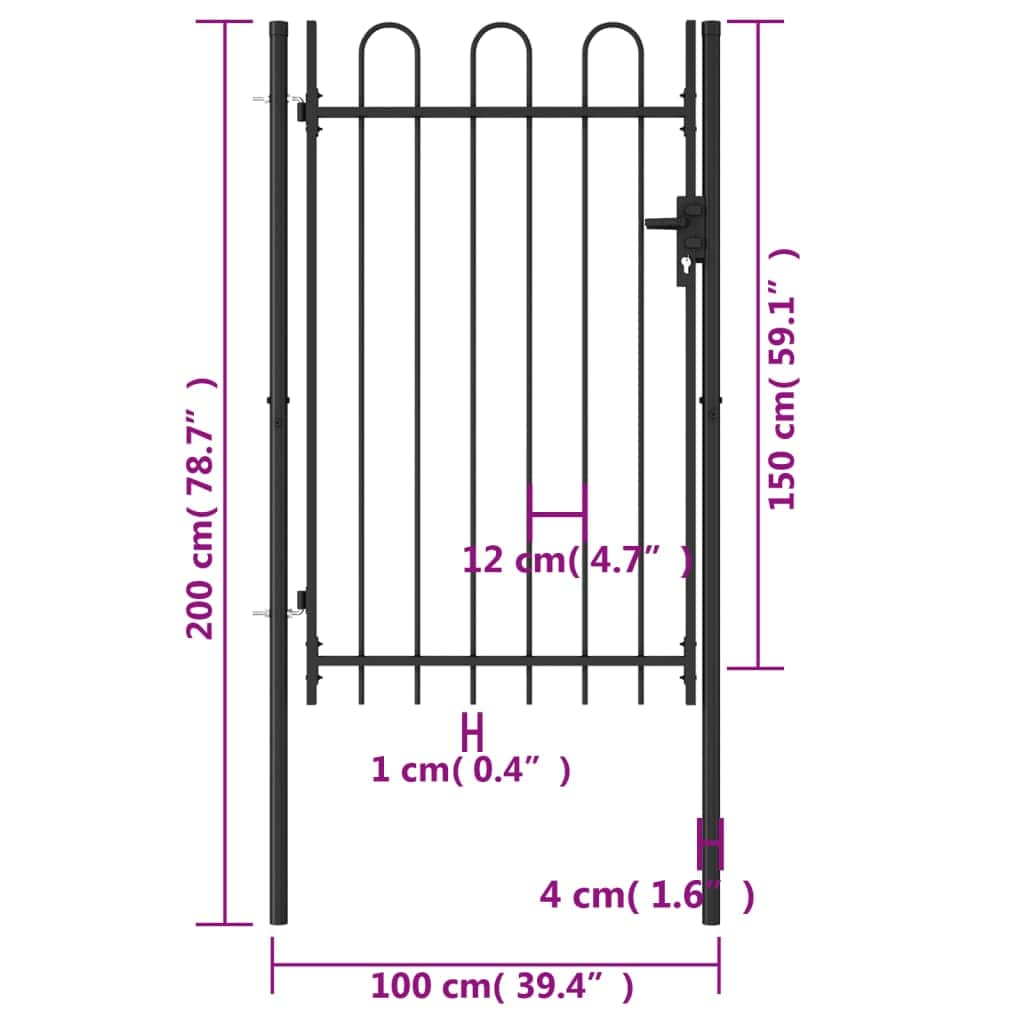 Fence Gate Single Door--Black