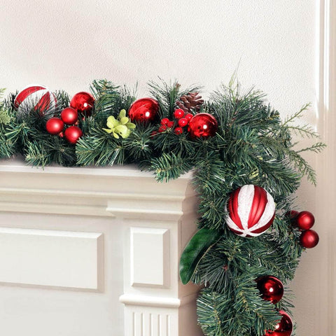 Festive 2.7M Christmas Garland with Ornaments for Tree Décor