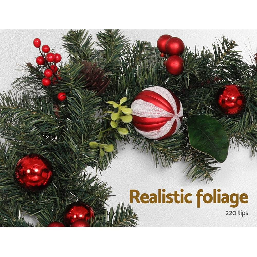 Festive 2.7M Christmas Garland with Ornaments for Tree Décor