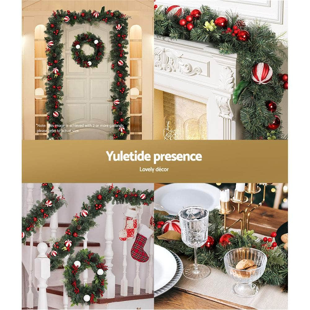 Festive 2.7M Christmas Garland with Ornaments for Tree Décor