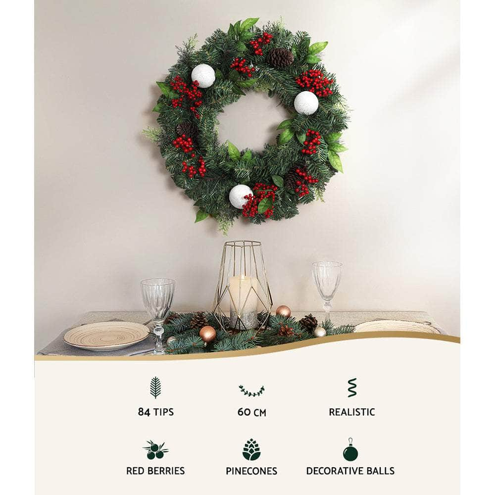 Festive 2FT Christmas Wreath with Xmas Decor