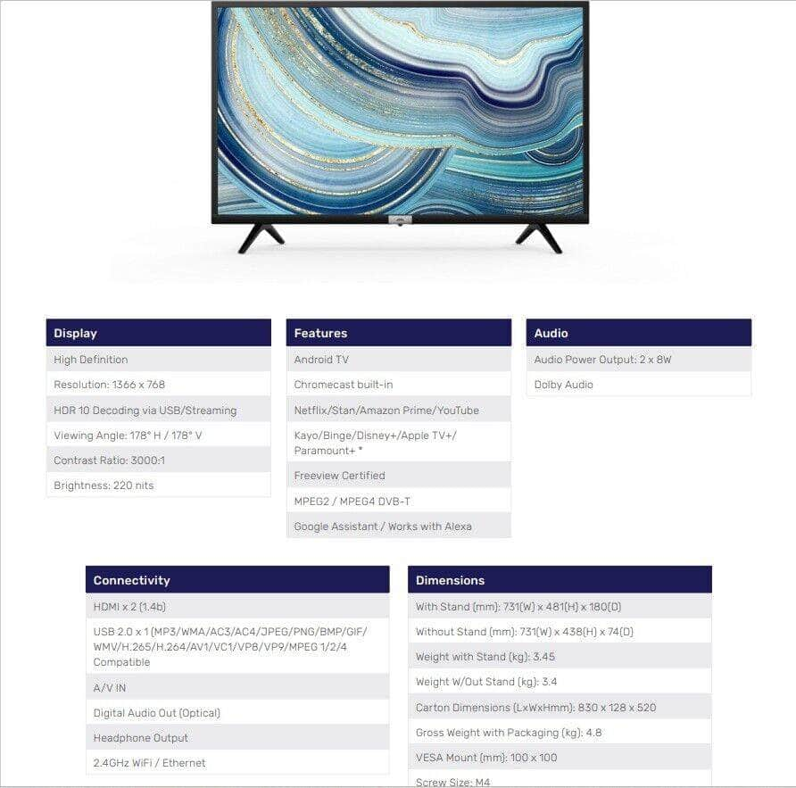 FFALCON 32SF3 32" Android LED HD TV