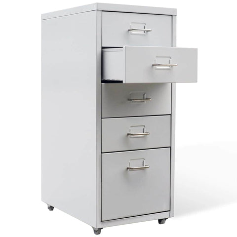 File Cabinet with 5 Drawers Grey 68,5 cm Steel