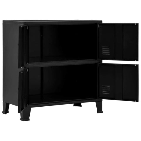 Filing Cabinet with 4 Doors Industrial Black Steel