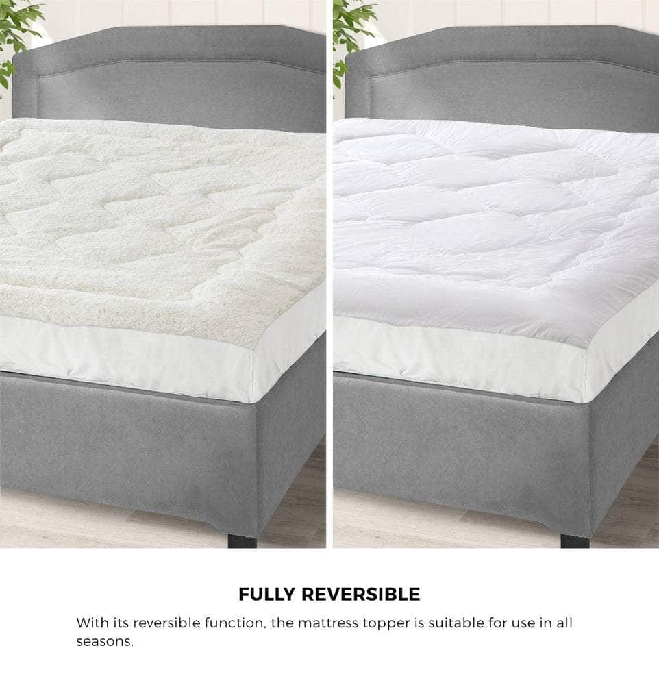 Fleece Mattress Topper Reversible Pillowtop Double/King Single/Queen