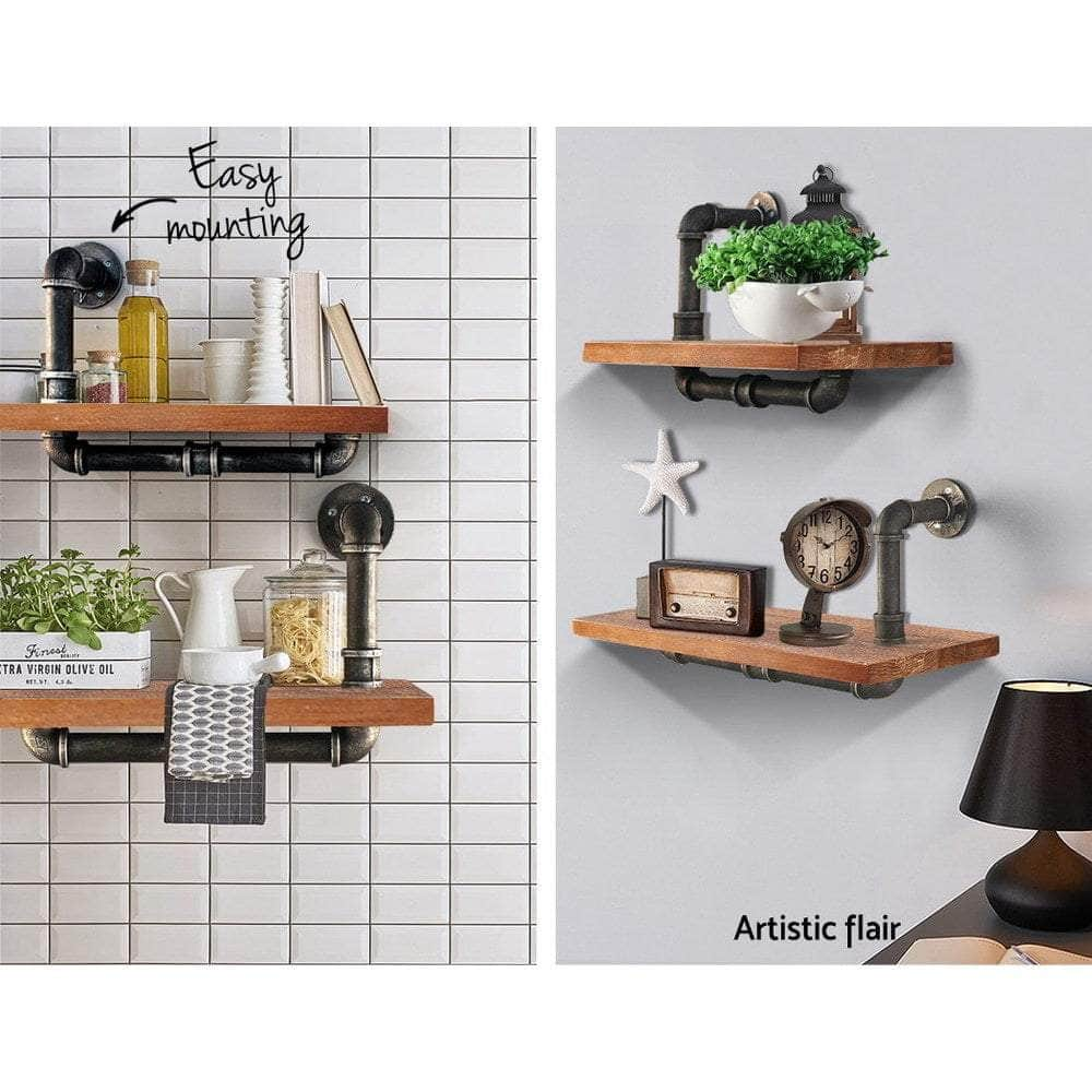 Floating Diy Pipe Shelf Set Of 2 - Ivor