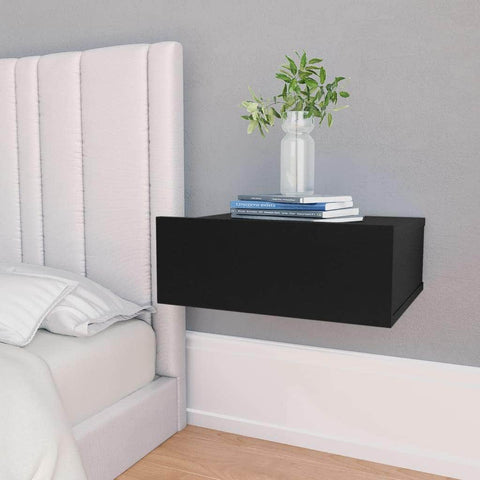 Floating Nightstand Black Chipboard