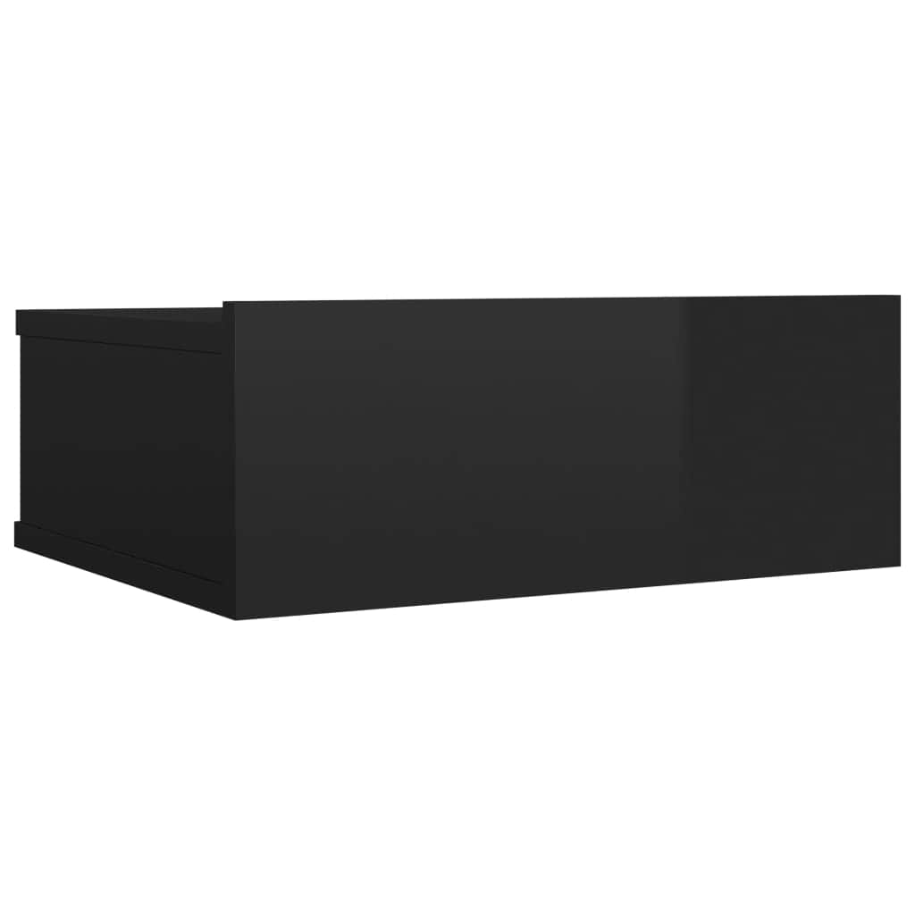 Floating Nightstand High Gloss Black Chipboard