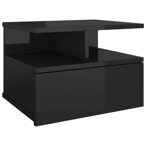 Floating Nightstand High Gloss  Black Chipboard