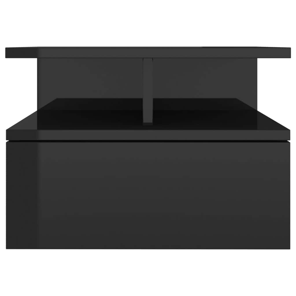 Floating Nightstand High Gloss  Black Chipboard