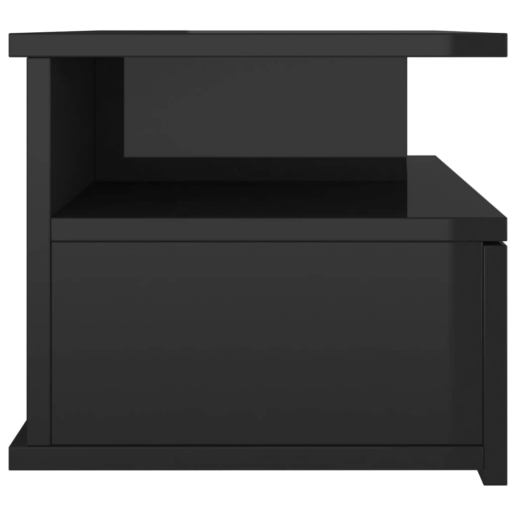 Floating Nightstand High Gloss  Black Chipboard