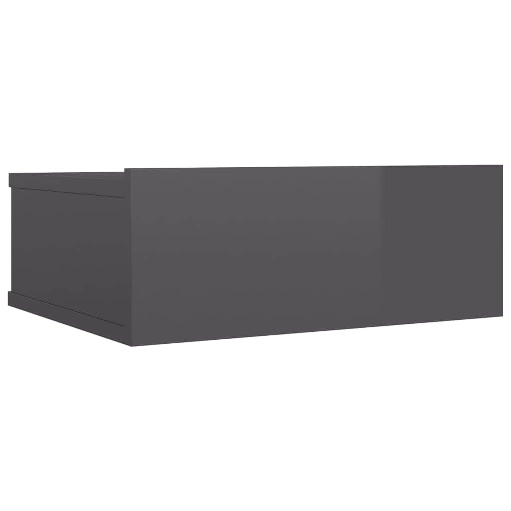 Floating Nightstand High Gloss Grey Chipboard