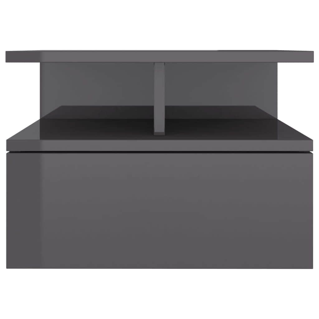 Floating Nightstand High Gloss Grey  Chipboard