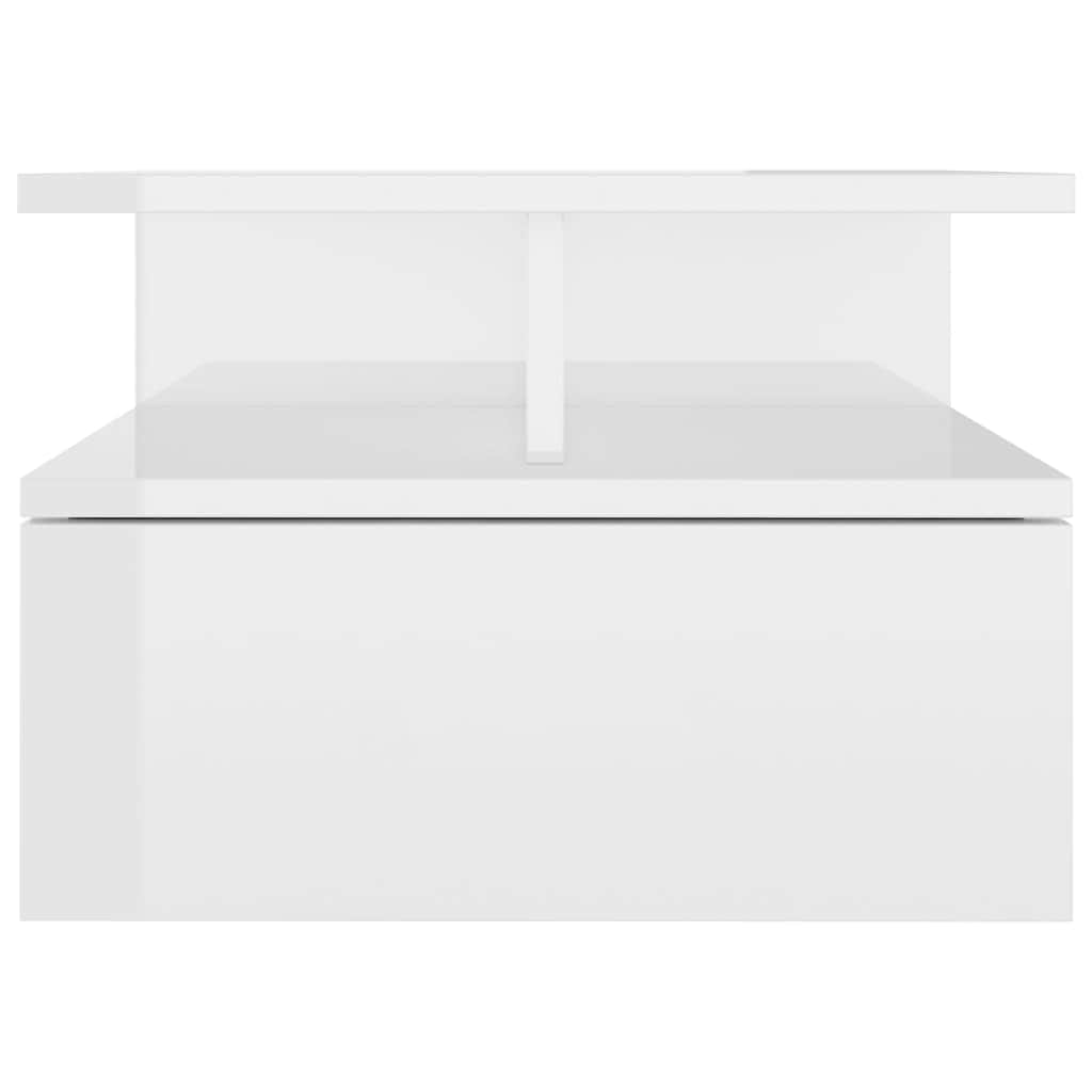 Floating Nightstand High Gloss White Chipboard