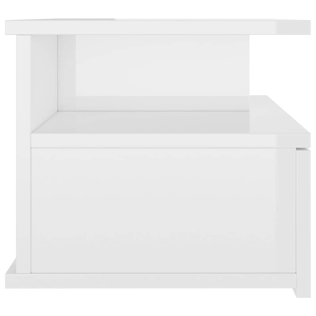 Floating Nightstand High Gloss White Chipboard