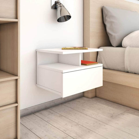 Floating Nightstand White Chipboard